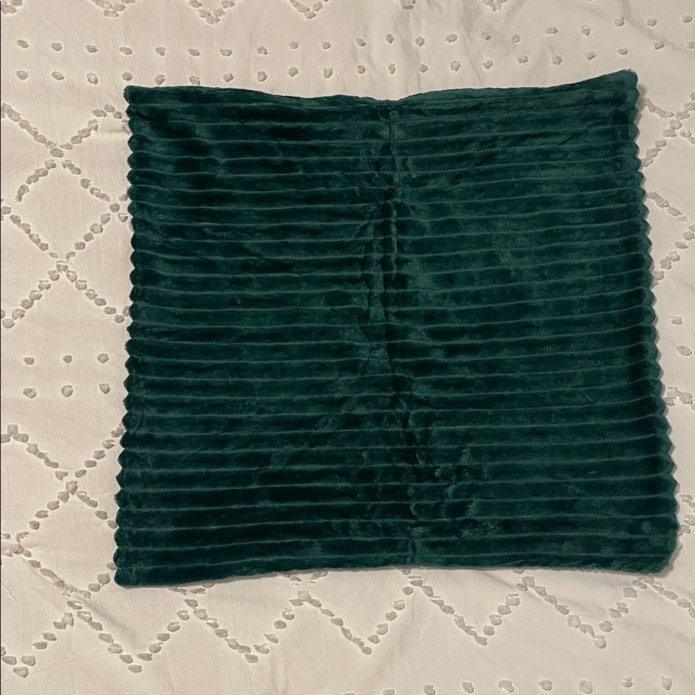 Dark Green Ribbed Pillow Cover